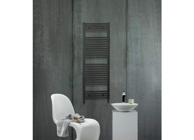 Zehnder Aura hydronic towel radiator, 775 x 500 mm, matt black