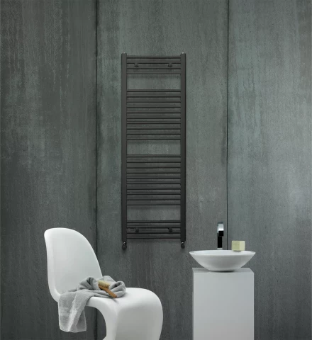 Zehnder Aura hydronic towel radiator, 775 x 500 mm, matt black