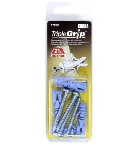 TRIPLE-GRIP dībelis zils 5.0mm+ skrūve, 4gab/iep