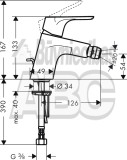 Hansgrohe bidē maisītājs Focus, ar pop-up, hroms HG31920000