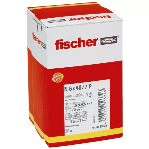FISCHER dībeļnagla N 6x40/7 P, 50 gab 61-30633 61-30633