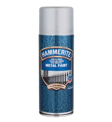 Краска по металлу Hammerite молотковая поверхность (Hammered) 400 мл аэрозоль, серебристо-серая