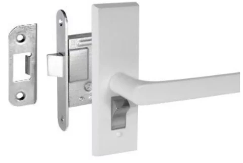 Slēdzene iekaļamā Kurzeme AC45+balti rokturi-uzlikas+WC poga