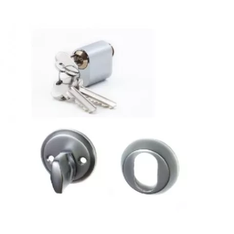 Овальный цилиндр с винтом и подкладкой 18 мм. стоять. замок, 3 ключа, матовый хром