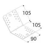 Stūra leņķis 135 grādi  105x105x90x2.5 mm