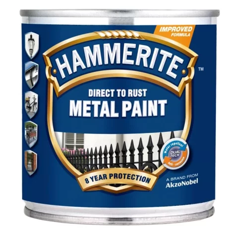 Hammerite SMOOTH Finish 2.5L Melna krāsa metālam spīdīga gluda virsma