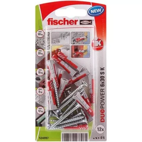 FISCHER Universālas divkomp. tapas 6x30 S K 12gab 61-53002B