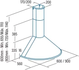 Tvaika nosūcējs CATA Q7790 BK melns, 645m3/h, 72dB LED xx