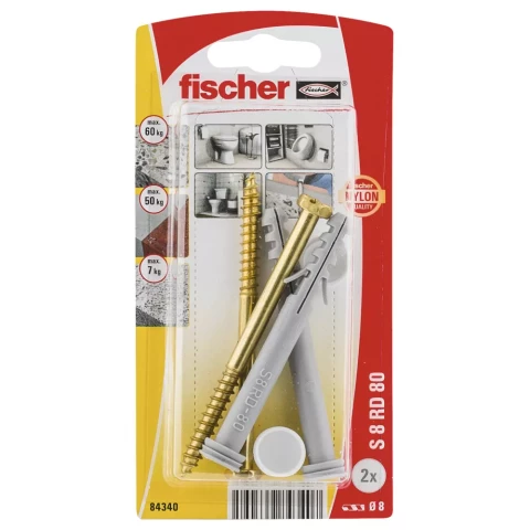 FISCHER Stprinājumi klozetpodam S 8x80. 2gab/iep 61-84340B
