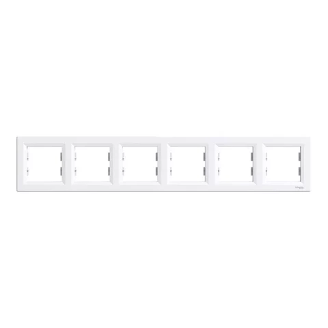 Asfora - horizontal 6-gang frame - white