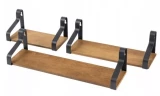 Set of wall shelves 430/330/230 steel, pine, black