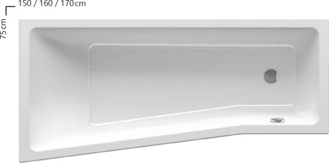 Ravak ванна BE HAPPY 2  150x75 L snowwhite (kreisā)  C981000000
