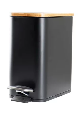 Ridder Косметическая емкость для мусора Amara, 5 литров, черная матовая, с SC закрытием, железо/бамбук