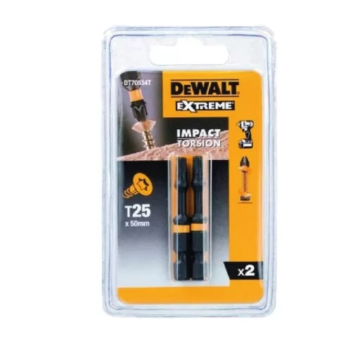 DeWALT EXTREME IMPACT TORSION uzgaļi T25, 50 mm, 2 gab/iep., DT70534T-QZ