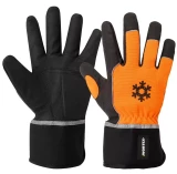 Cimdi ziemas sintētiskās ādas oranži WORTEX 9/L