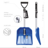 Snow shovel for car 33.5x30x80/100cm blue with telescopic AL handle, NANGA car telescopic