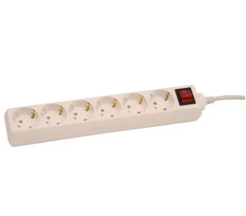 Pagarinātājs ar zemējumu un slēdzi 6 kontaktligzdas 1,5m 3x1mm2