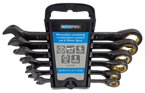Набор ключей комбинированных с реверсом, 6шт / упаковка, NOVIPRO (A134182)