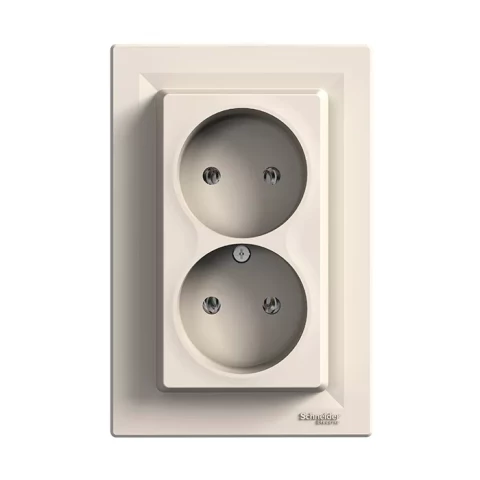 Asfora - double socket outlet without earth - 16A cream