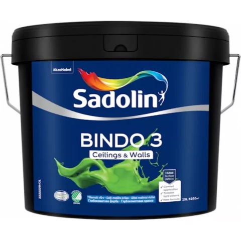 Sadolin BINDO 3 BW 9л Глубоко-матовая краска для стен и потолков
