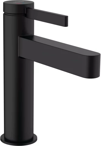 Hansgrohe Single lever basin mixer Finoris 110 CoolStart, with push-open, matt black, HG76024670