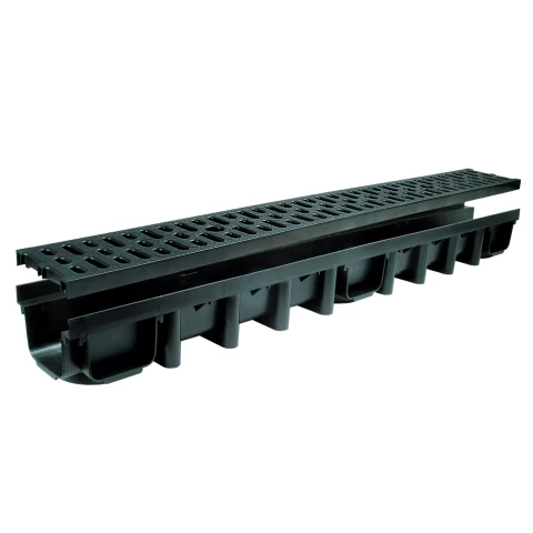 PVC channel with PVC grille L = 1m black