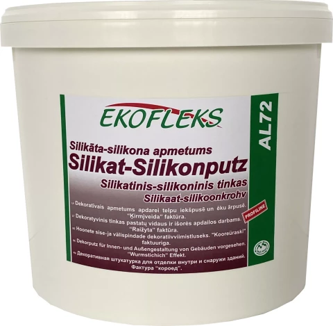 Ekofleks AL72 Dekoratīvais apmetums, silikāta-silikona bāze "ķirmjveida", 2,0mm 25kg (bāze)