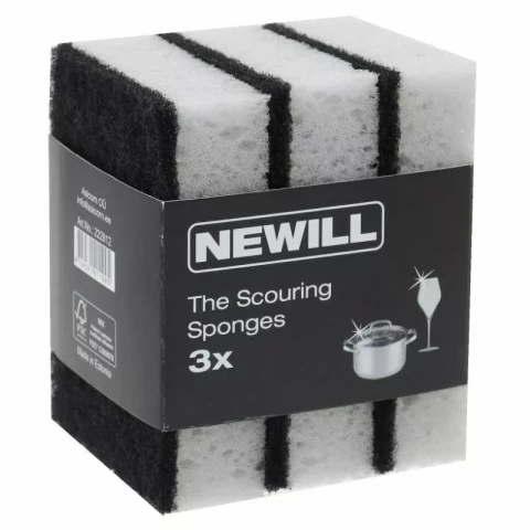 Tīrīšanas sūkļi, 3gab komplektā, melni