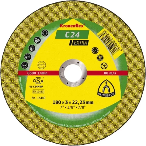 KLINGSPOR Kronenflex cutting-off disc C 24R Extra for concrete 180x3.0x22.23mm