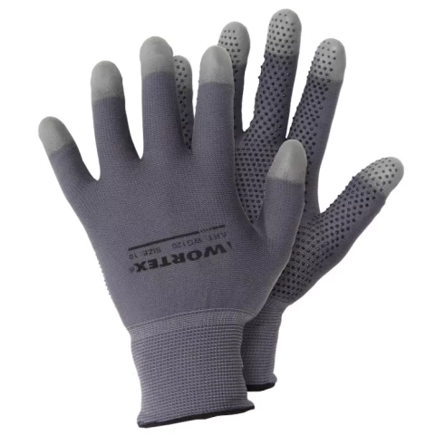 Neilona cimdi ar PU pārklājumu un PVC punktiem 9/L