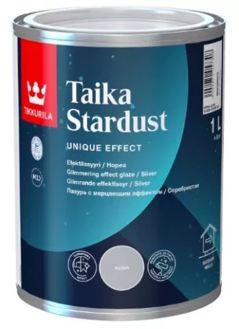 Tikkurila TAIKA Stardust 1L Серебристая, Лессирующая, глубокоматовая водоразбавляемая лазурь