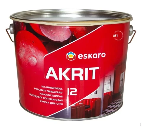Eskaro AKRIT 12 A 9.5 L Полуматовая краска для стен и потолков