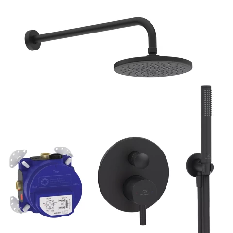Ideal Standard iebūvējamā dušas sistēma ar termostatu Ceraline, matēta melna, BD193XG