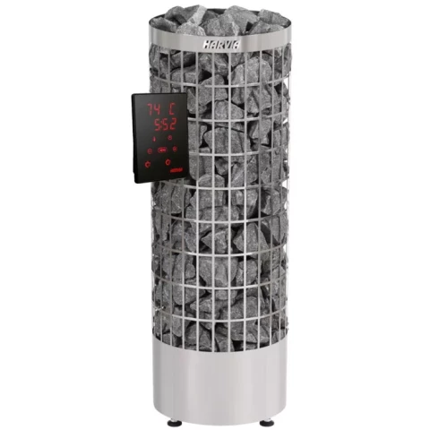 HARVIA elektriskā pirts krāsns CILINDRO PC90XE 9kW, 8-14m3, ar iznesto pulti, hroms