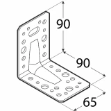 Reinforced square 90x90x65x2.5mm