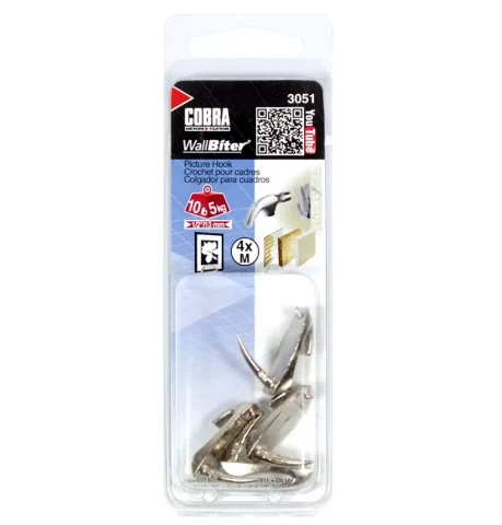 Sienas āķis, niķelis, 4gab/iep