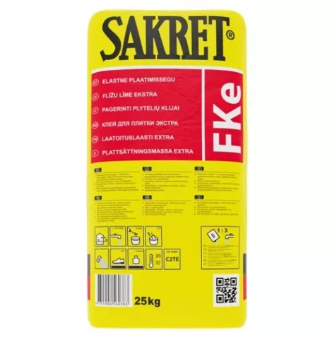 Sakret FKe 25kg Elastīga flīžu līme (C2TE)