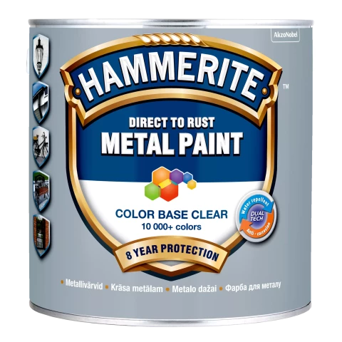 Hammerite SMOOTH Finish BC, 2,35L Tonējama aizsargkrāsa metāla virsmām spīdīga gluda virsma