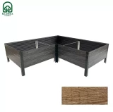 Paaugstinātā dārza dobe KLASIKA Wood Look L – formas, brūna: 150x150x75x75x75x75 cm, h-30 cm
