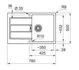 FRANKE Кухонная раковина S2D 611-78,780x500мм TECTONITE серая (Urban Grey) 143.0590.191