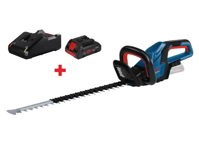 Akum. Dzīvžoga šķeres GHE 18V-60 + UZLĀDES KOMPLEKTS GBA 1X4.0AH PROCORE 18V + GAL 18V-40