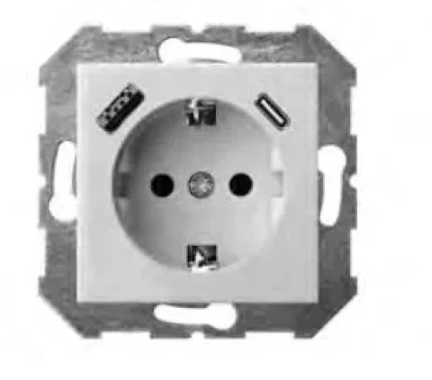 Liregus EPSILON ligzda ar USB A+C  3.4A 220V b/r balta