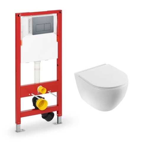 WC komplekts 5 in 1-piekarin pods HUGGE ar SC vāku,balts, iebūv. rāmis 500X165mm, h=1125 mm,taust.hr