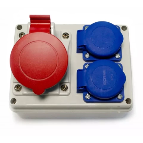 Kontaktligzdu bloks  1x3P+N+E 16A +2x 220V IP44