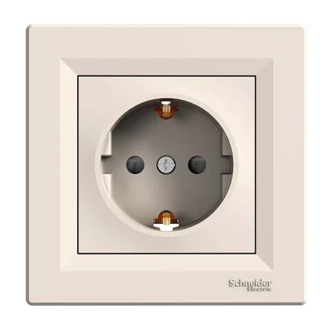 Asfora - single socket outlet with side earth -. 16A shutters cream