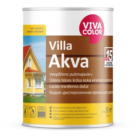 Vivacolor VILLA AKVA A 0.9L Akrila krāsa koka fasādēm