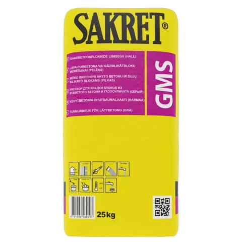 Sakret GMS W 25kg Java gāzbet.bloku mūrēšanai, balta