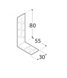 Leņķis 80x55x30x2.0mm, montāžas regulējams