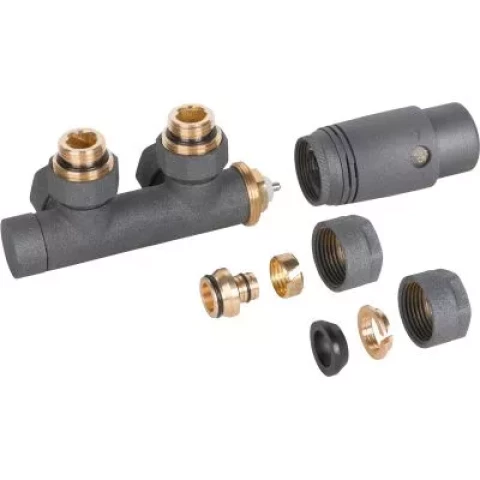 Termostatiskais komplekts , DUOPLEX tipa, apakšējais pieslegums , grafits