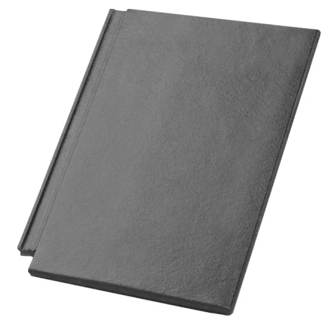 Черепица Teviva Cisar графитово-серого цвета, 300 мм, 36 шт./упаковка, 216 шт./поддон, расход 9,7 шт./м2, укладывается в шахматном порядке.